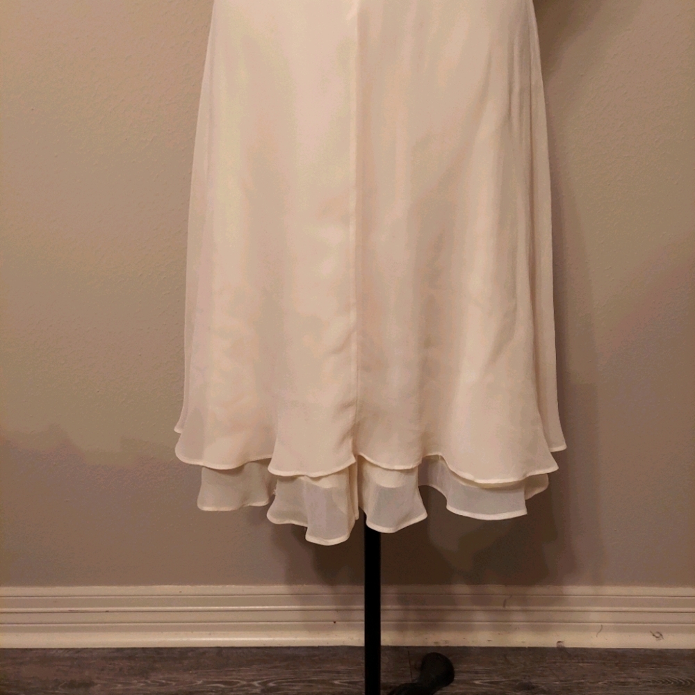 Donna Ricco Ivory Silk Chiffon Ruffle Dress Sz 6 - Picture 4 of 5